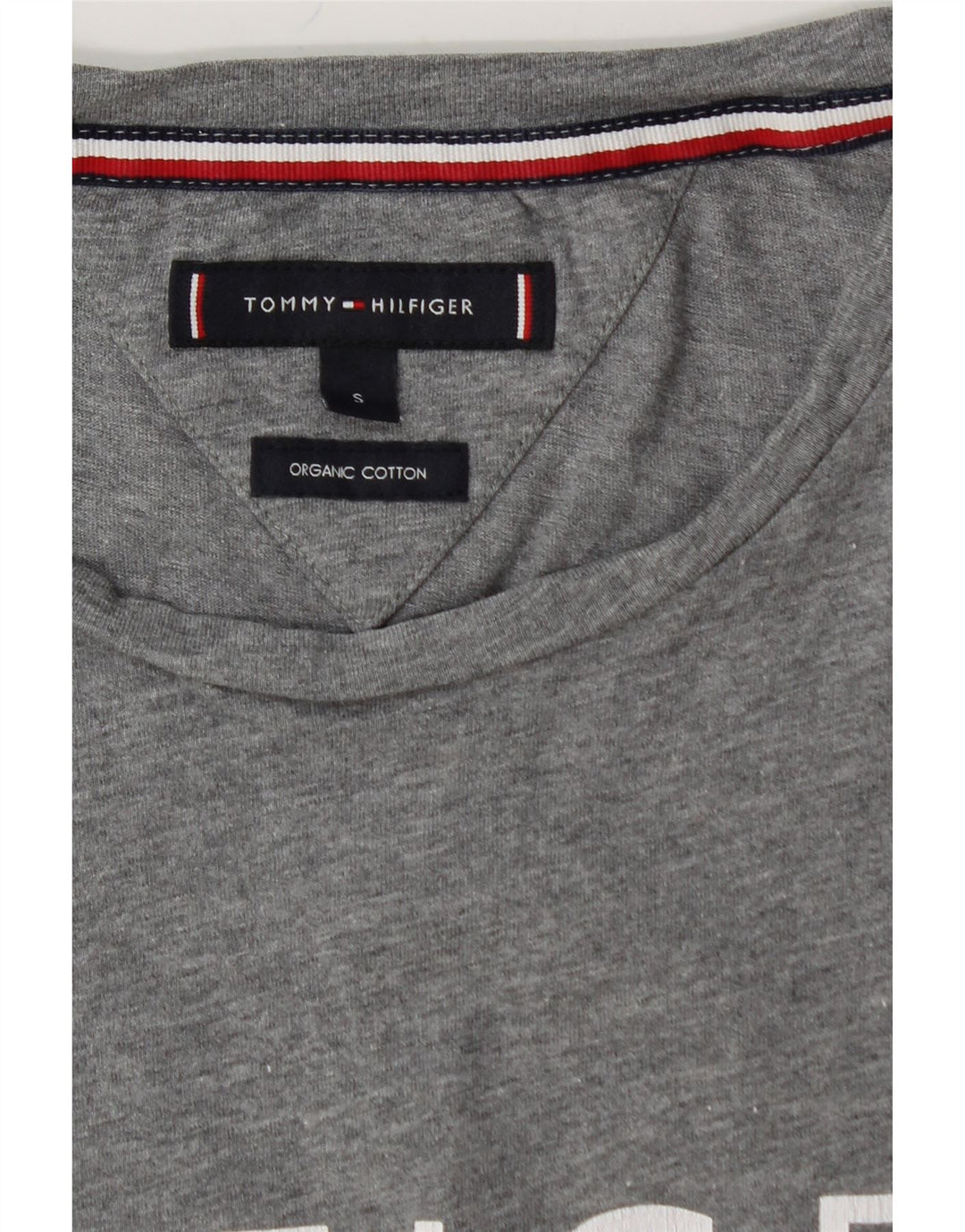 TOMMY HILFIGER Mens Graphic T-Shirt Top Small Grey Cotton Vintage Tommy Hilfiger and Second-Hand Tommy Hilfiger from Messina Hembry 