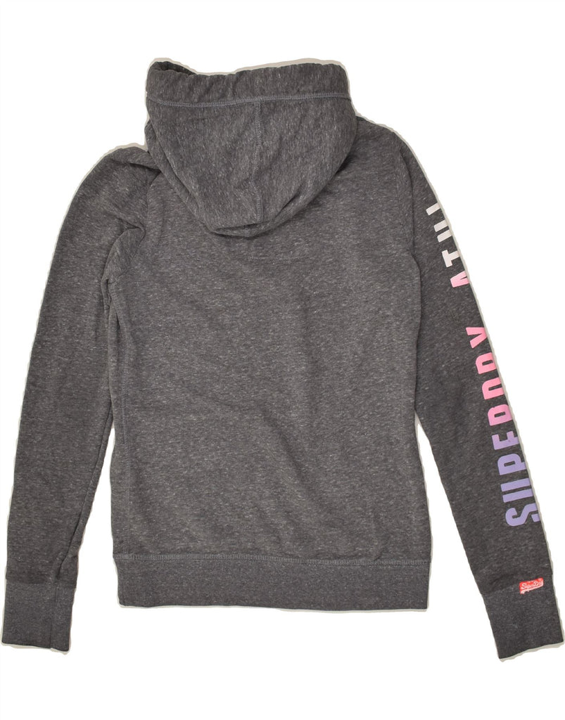 SUPERDRY Womens Graphic Hoodie Jumper UK 10 Small Grey Cotton | Vintage Superdry | Thrift | Second-Hand Superdry | Used Clothing | Messina Hembry 