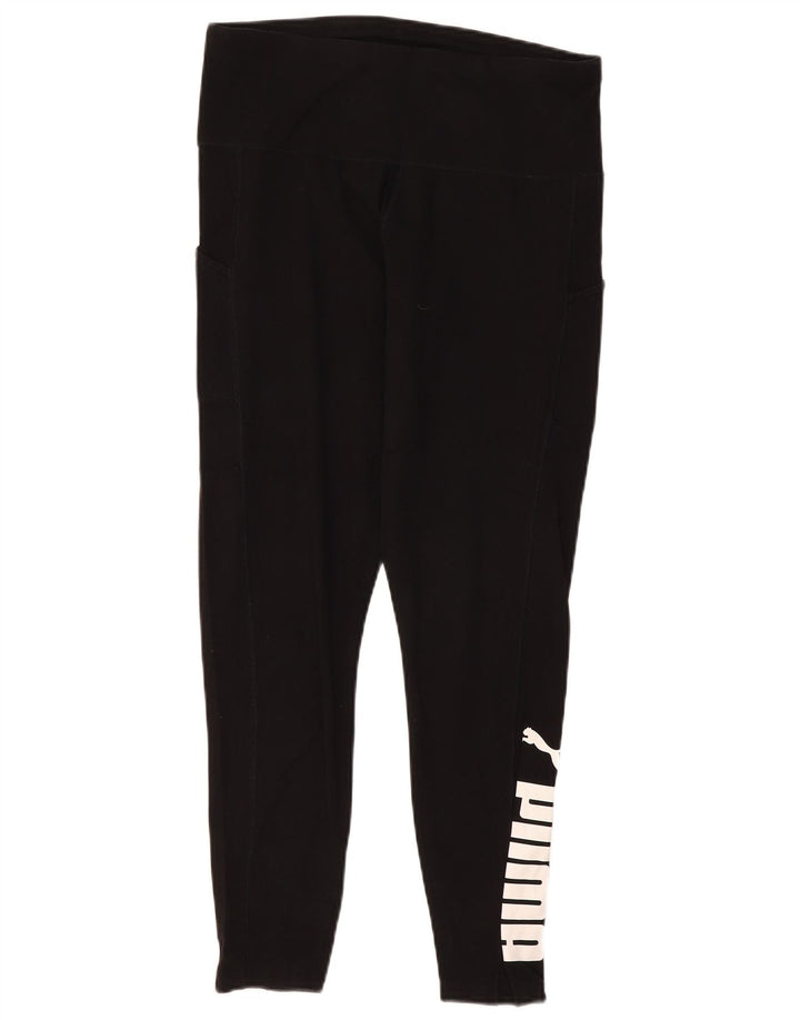 PUMA Womens Graphic Leggings UK 14 Large Black Cotton