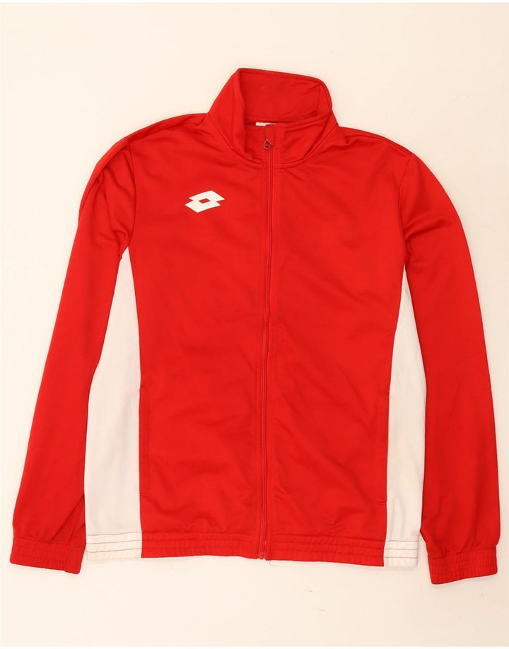 Lotto Mens Tracksuit Top Jacket Large Red Colourblock Polyester