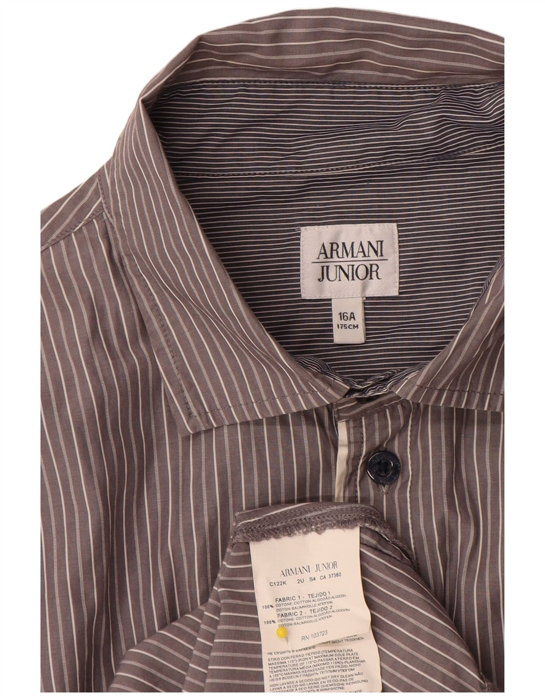 Armani Junior Boys Shirt 15-16 Years Grey Pinstripe Cotton