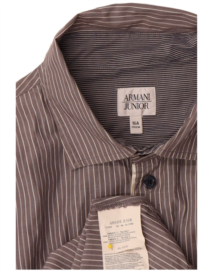 Armani Junior Boys Shirt 15-16 Years Grey Pinstripe Cotton