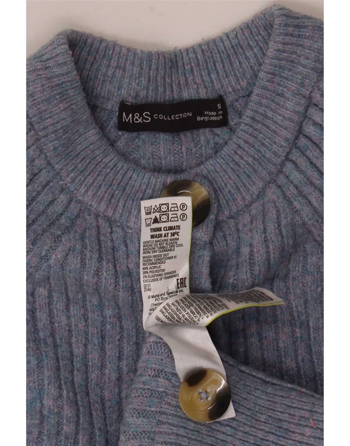 Marks & Spencer Womens Crop Oversized Cardigan Sweater UK 10 Small Blue