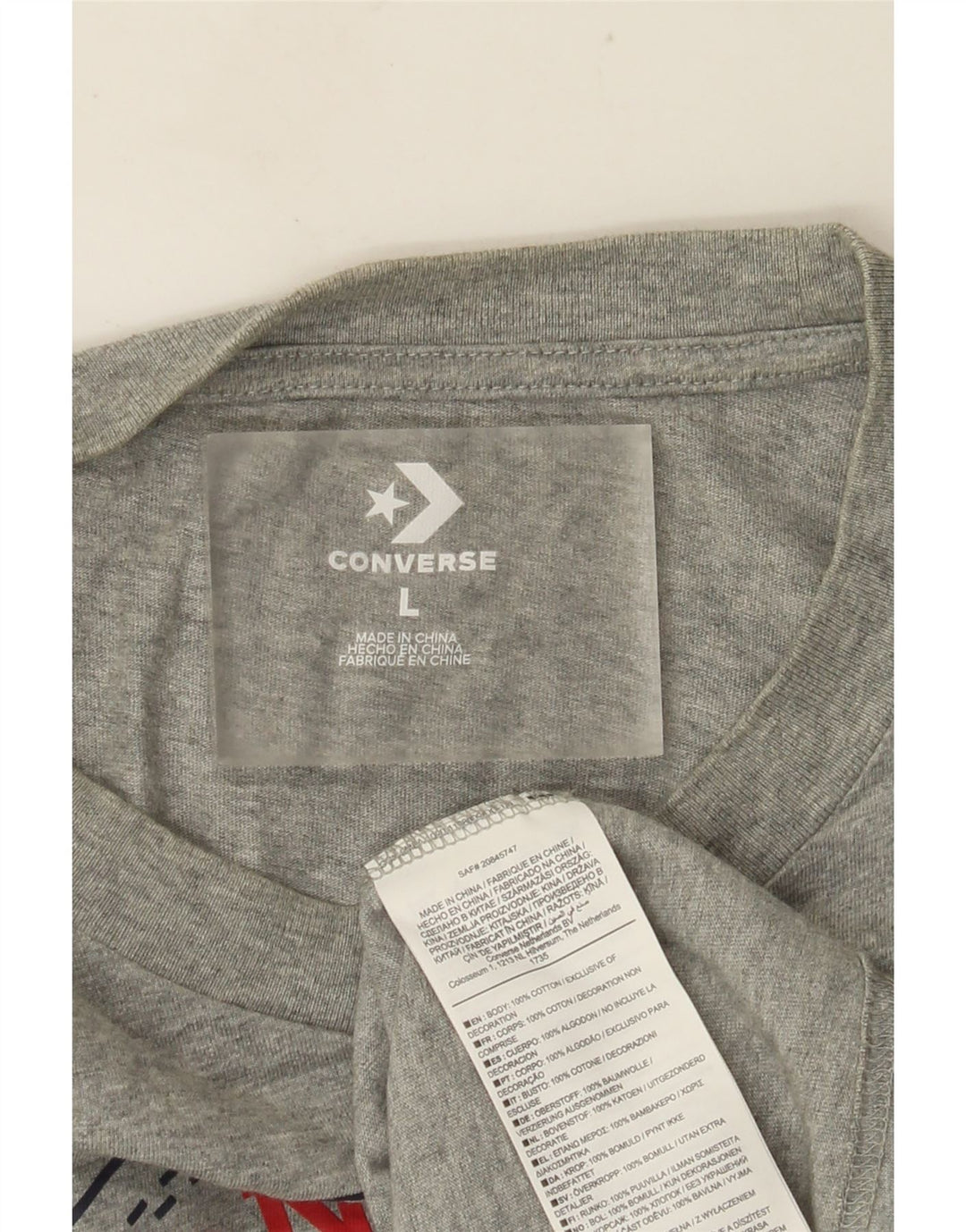 CONVERSE Mens Chuck Taylor Graphic Top Long Sleeve Large Grey Cotton