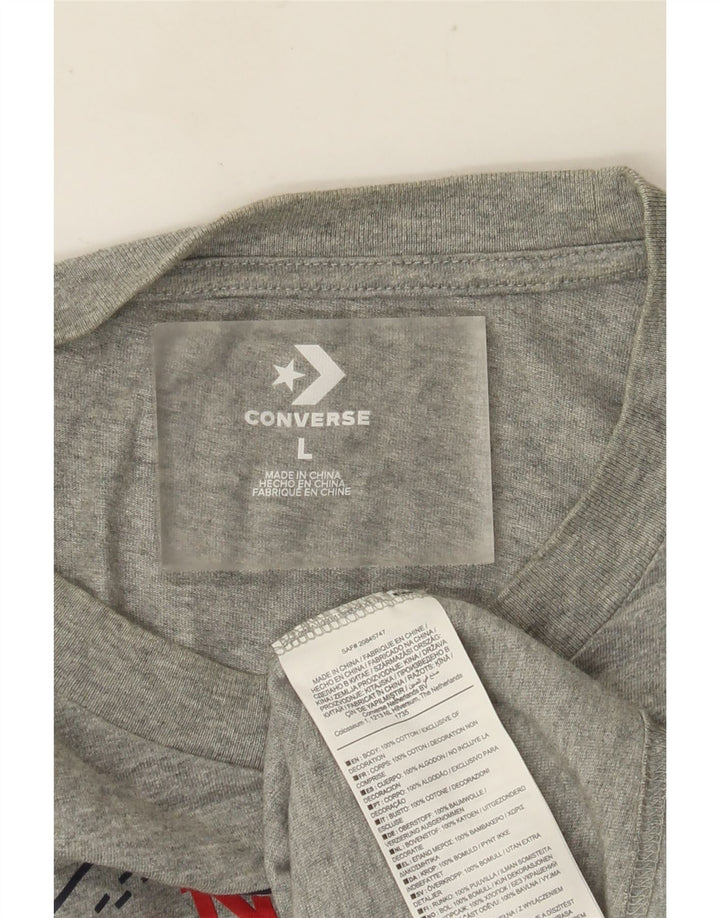 CONVERSE Mens Chuck Taylor Graphic Top Long Sleeve Large Grey Cotton