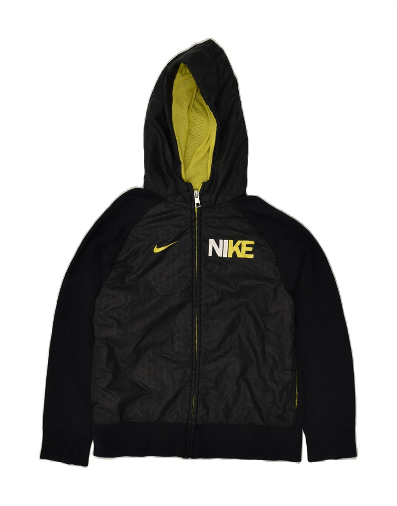 NIKE Boys Graphic Zip Hoodie Sweater 10-11 Years Medium  Black Cotton | Vintage Nike | Thrift | Second-Hand Nike | Used Clothing | Messina Hembry 