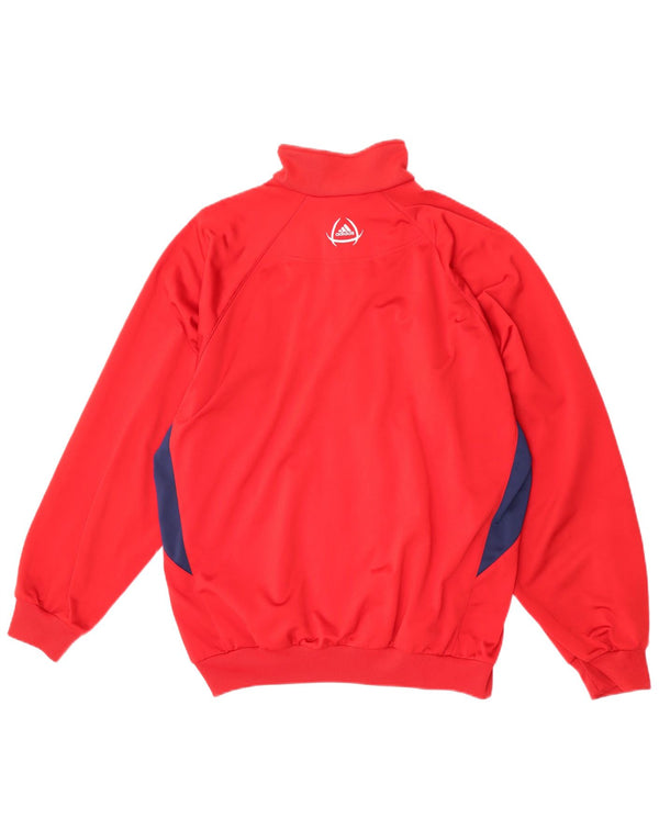 Adidas Mens Tracksuit Top Jacket UK 40/42 Medium Red Colourblock Polyester