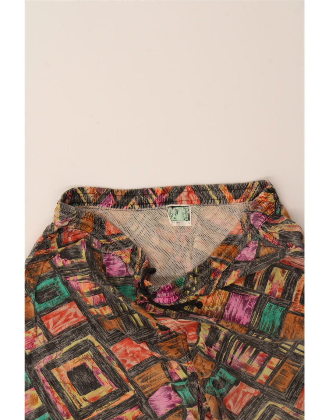 VINTAGE Mens Sport Shorts Large Multicoloured Geometric Cotton Vintage Vintage and Second-Hand Vintage from Messina Hembry 