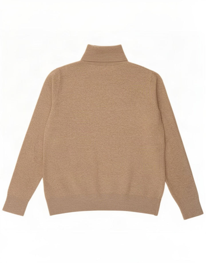 Marks & Spencer Womens Roll Neck Jumper Sweater UK 10 Small Beige Polyester