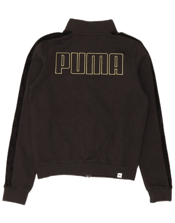 Puma Womens Graphic Tracksuit Top Jacket UK 6 XS Black Colourblock Cotton