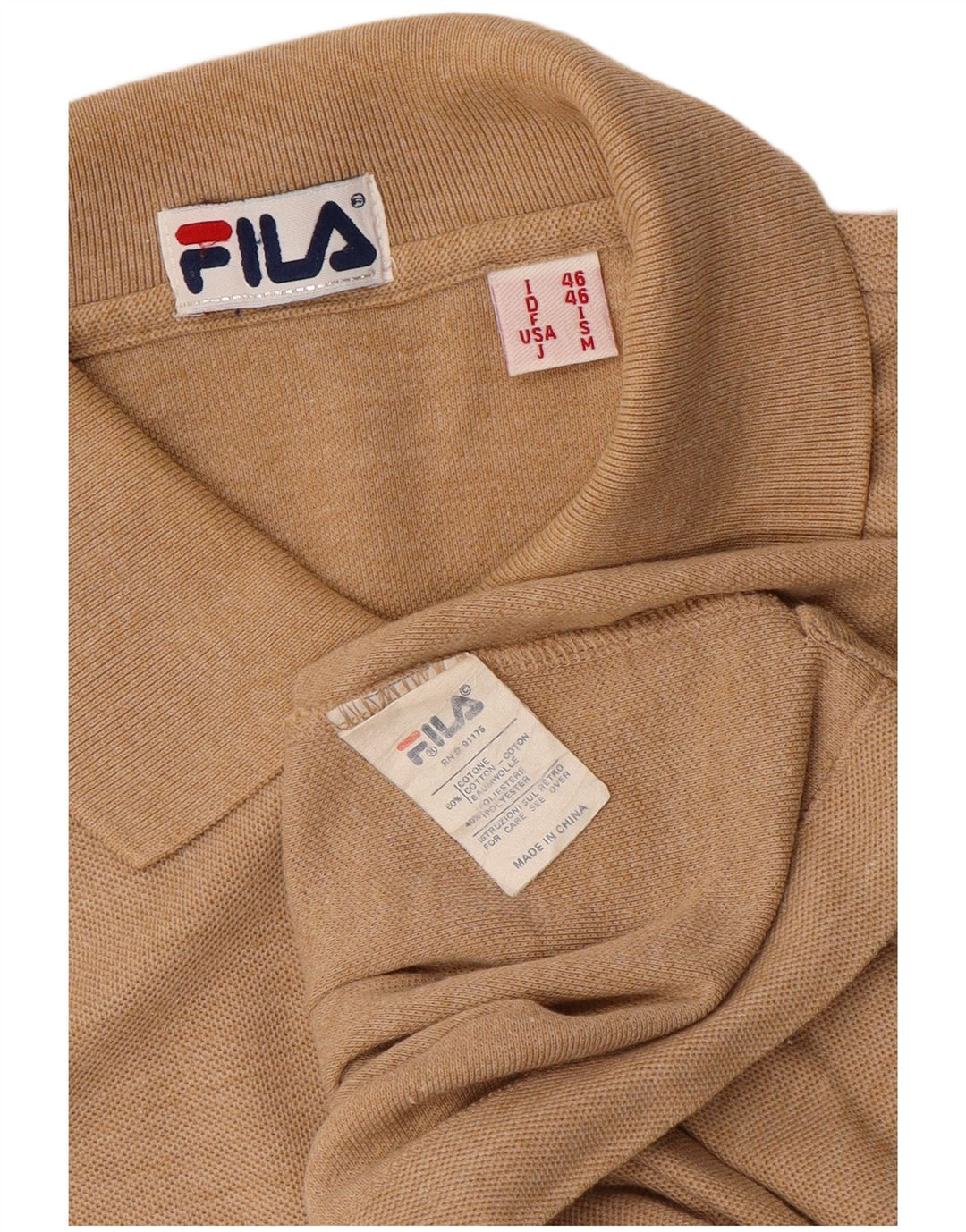 FILA Mens Polo Shirt IT 46 Small Brown Flecked Cotton