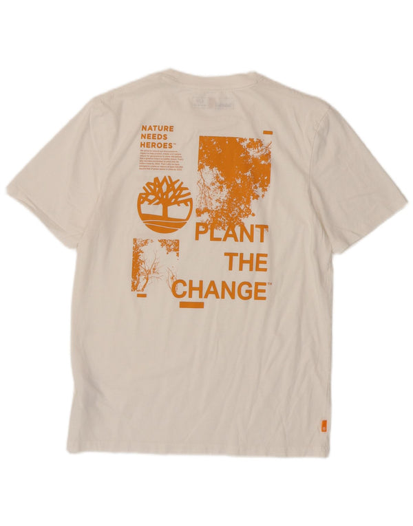Timberland Mens Regular Fit Graphic T-Shirt Top Small White Cotton
