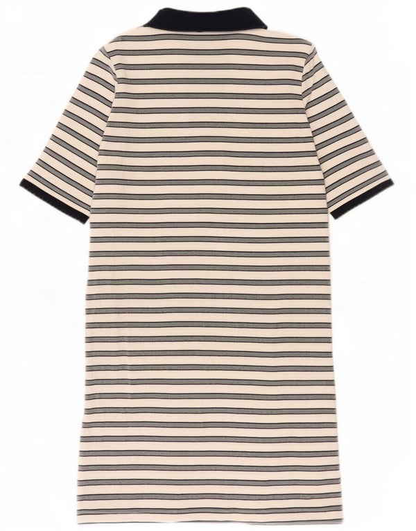 Lacoste Womens Polo Dress Size 42 Large White Striped Cotton