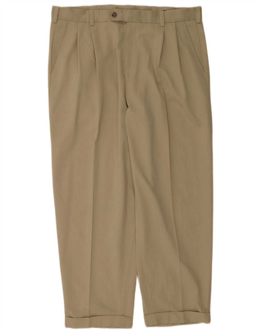 Izod Mens Pegged Suit Trousers W38 L30 Beige Polyester