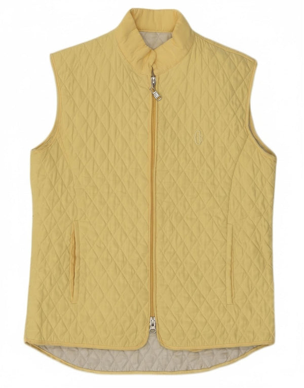 Conte of Florence Womens Quilted Gilet IT 40 Small Yellow Polyester