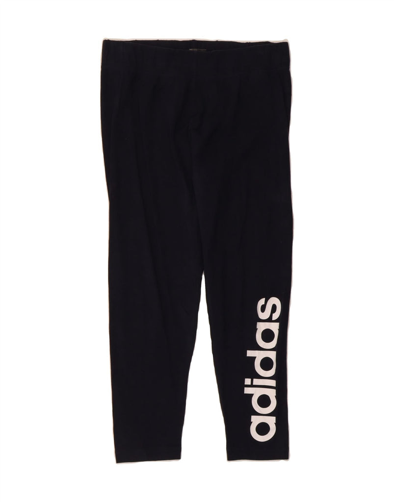 ADIDAS Womens Graphic Leggings UK 16/18 Large  Navy Blue Cotton Vintage Adidas and Second-Hand Adidas from Messina Hembry 