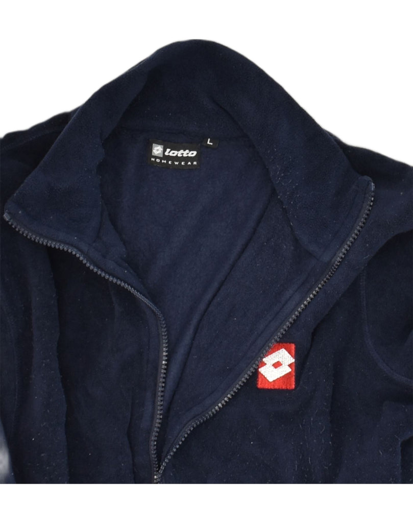 LOTTO Mens Fleece Jacket UK 40 Large Navy Blue Polyester | Vintage Lotto | Thrift | Second-Hand Lotto | Used Clothing | Messina Hembry 