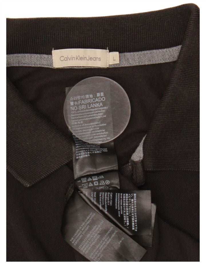 Calvin Klein Jeans Mens Polo Shirt Large Black Cotton