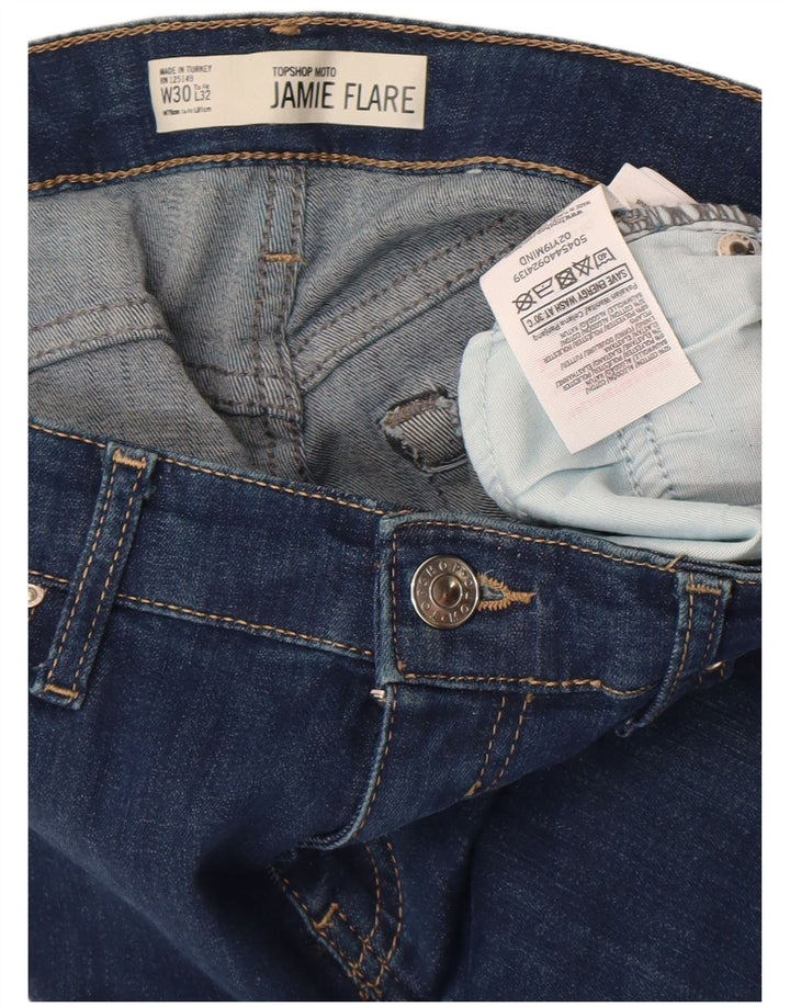 TOPSHOP Womens Jamie Flared Jeans W30 L32 Blue Cotton