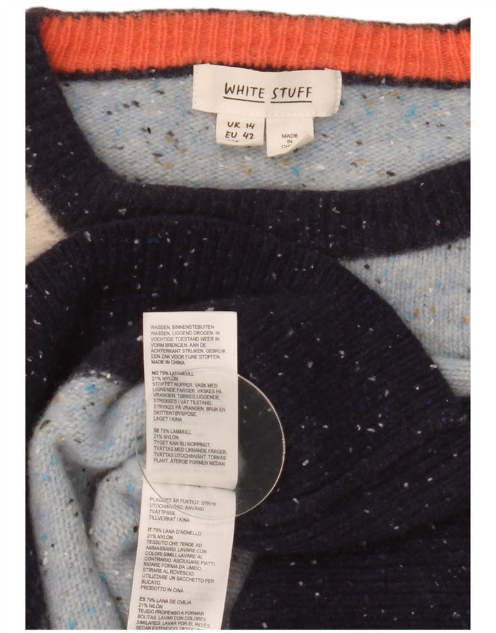 White Stuff Womens Crew Neck Jumper Sweater UK 14 Medium Blue Flecked Wool