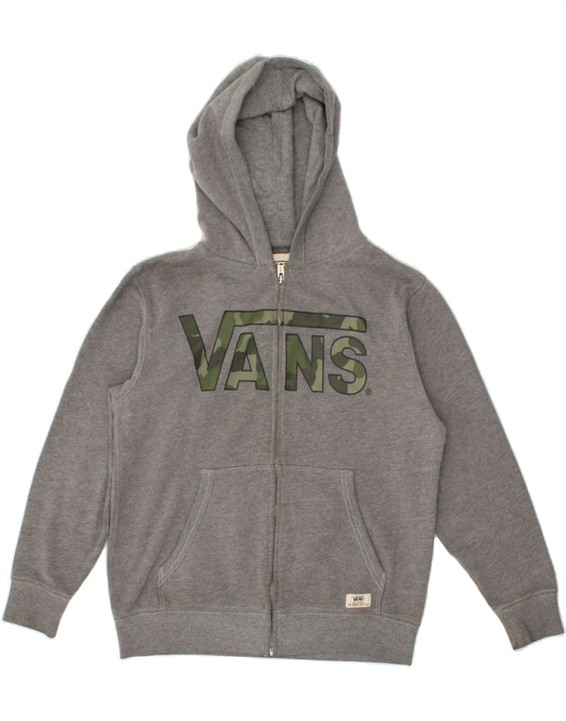 VANS Boys Graphic Zip Hoodie Sweater 10-11 Years Medium Grey Cotton | Vintage Vans | Thrift | Second-Hand Vans | Used Clothing | Messina Hembry 