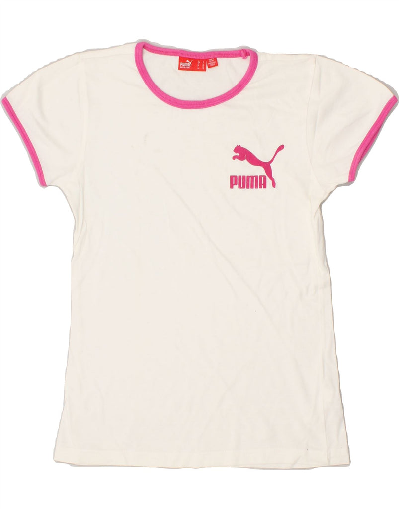 PUMA Womens T-Shirt Top UK 10 Small White | Vintage Puma | Thrift | Second-Hand Puma | Used Clothing | Messina Hembry 