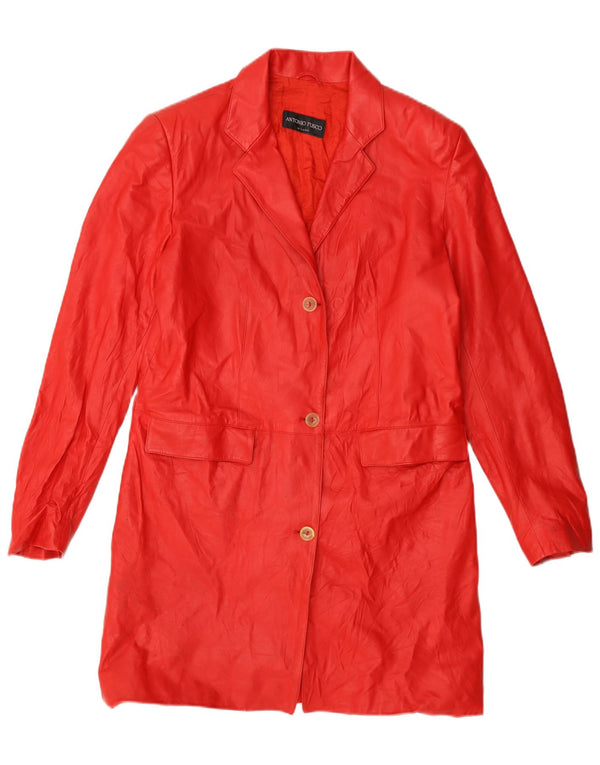 Antonio Fusco Womens Leather Coat IT 44 Medium Red