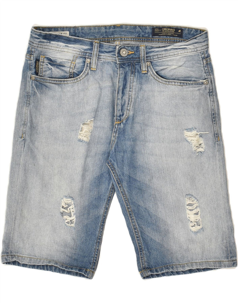 JACK & JONES Mens Distressed Regular Fit Denim Shorts Small W30 Blue | Vintage Jack & Jones | Thrift | Second-Hand Jack & Jones | Used Clothing | Messina Hembry 