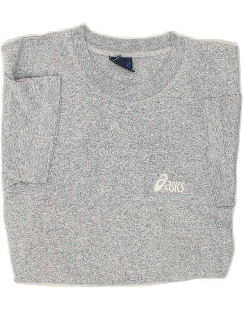 ASICS Mens T-Shirt Top Medium Grey Flecked Cotton | Vintage Asics | Thrift | Second-Hand Asics | Used Clothing | Messina Hembry 