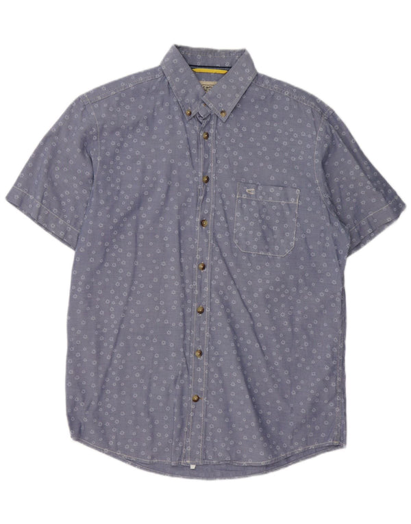 Camel Active Mens Short Sleeve Shirt Medium Blue Floral Cotton