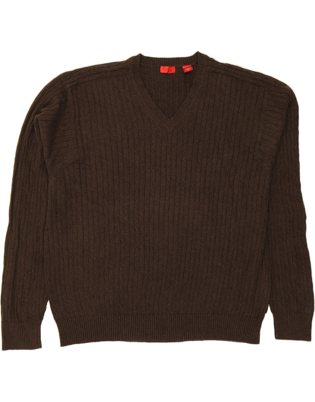 IZOD Mens V-Neck Jumper Sweater 2XL Brown Cotton Vintage Izod and Second-Hand Izod from Messina Hembry 