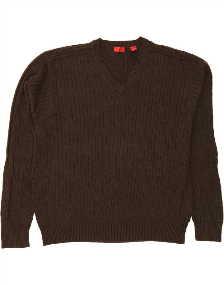 IZOD Mens V-Neck Jumper Sweater 2XL Brown Cotton Vintage Izod and Second-Hand Izod from Messina Hembry 