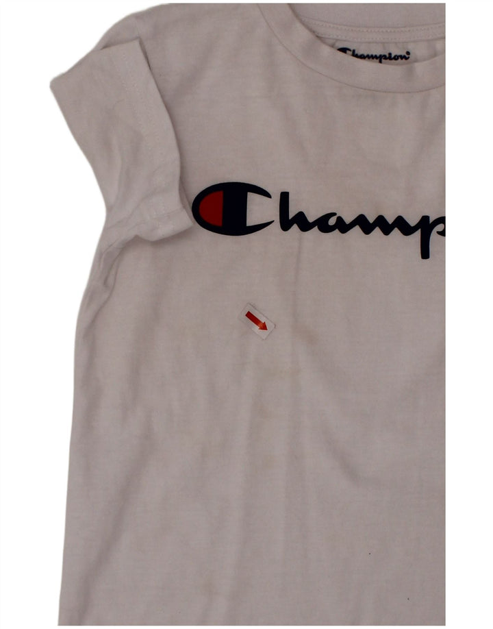 CHAMPION Boys Graphic T-Shirt Top 4-5 Years White Cotton
