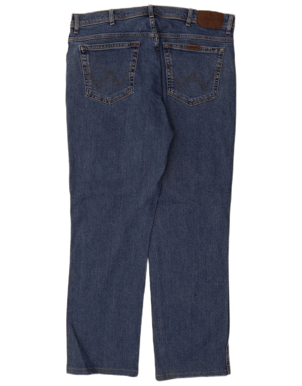 Wrangler Mens Regular Fit Straight Jeans W38 L32 Blue Cotton