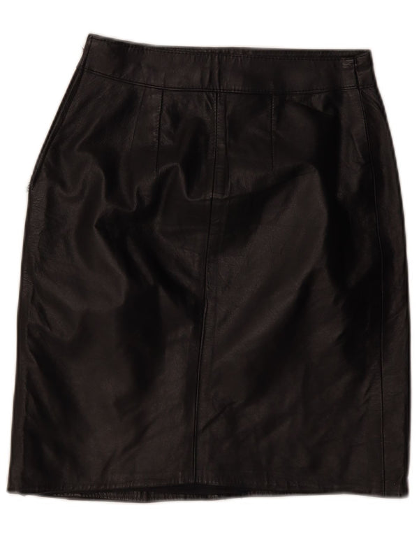 Vintage Womens Leather Skirt W24 XS Black