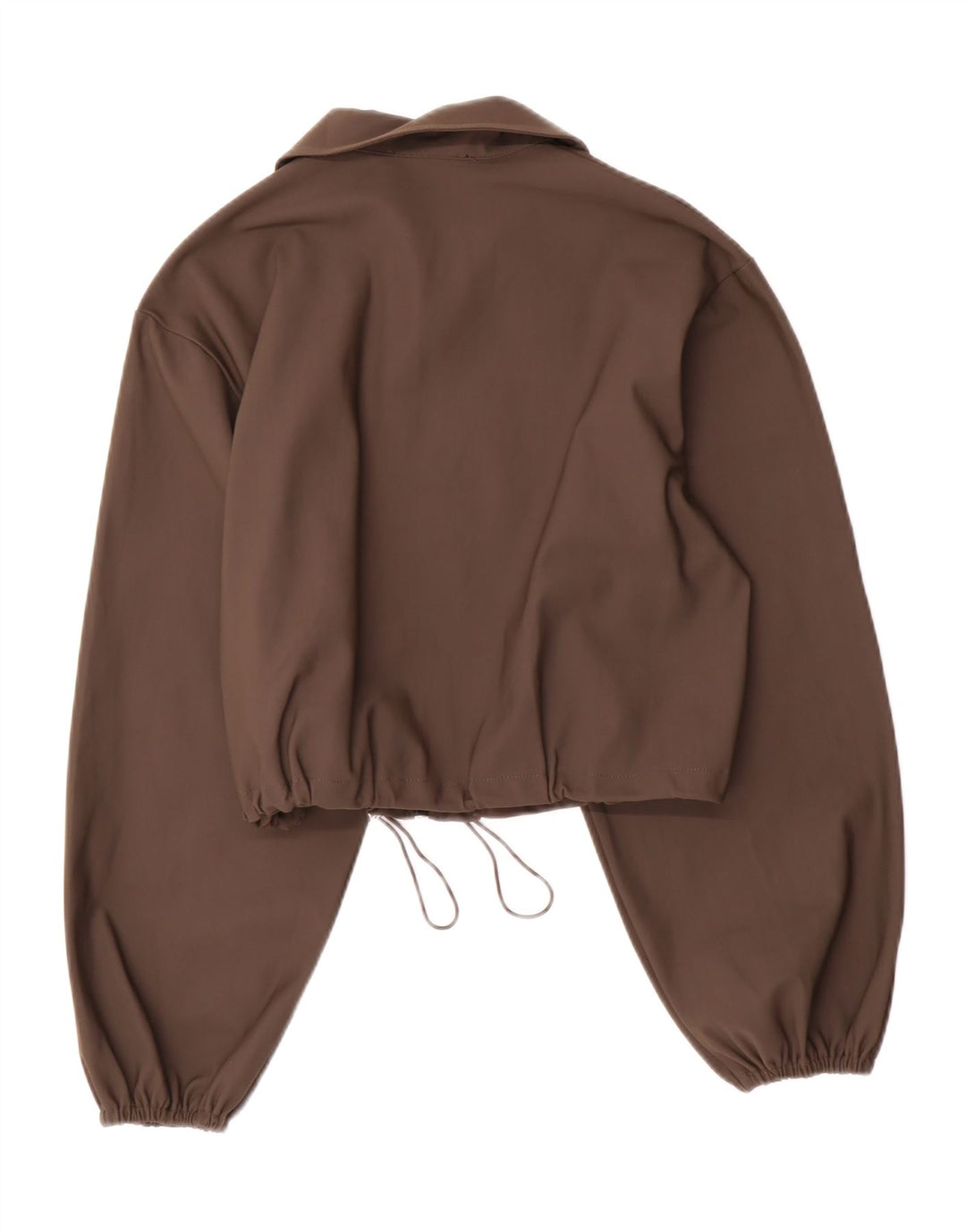 Zara Womens Crop Bomber Jacket UK 10 Small Brown Polyamide