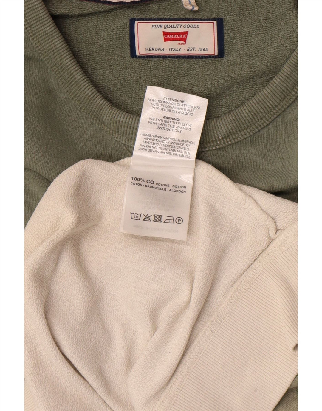 Carrera Mens Sweatshirt Jumper Large Green Colourblock Cotton