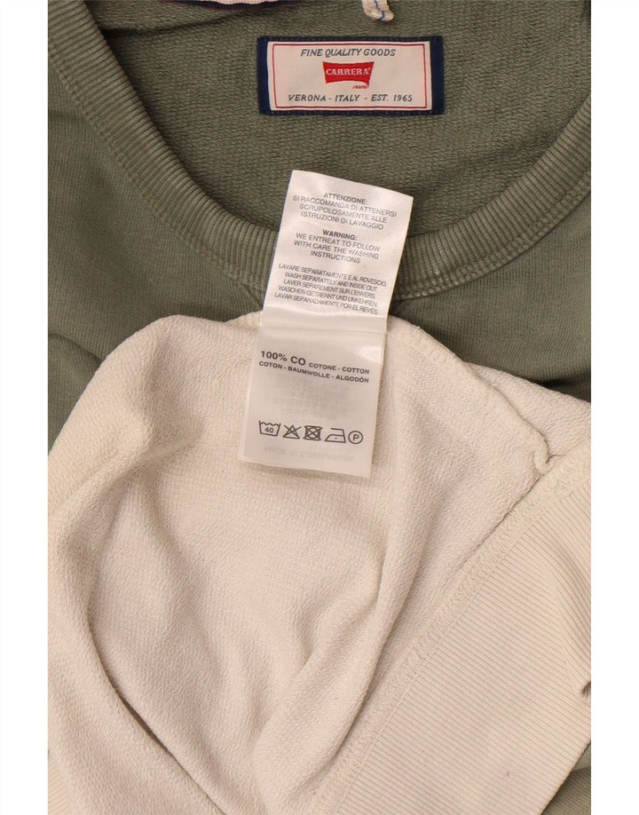 Carrera Mens Sweatshirt Jumper Large Green Colourblock Cotton