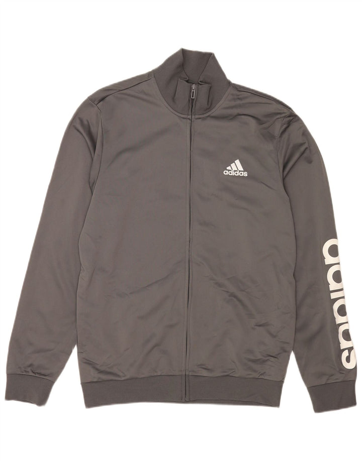 Adidas Mens Graphic Tracksuit Top Jacket UK 40/42 Medium Grey Polyester