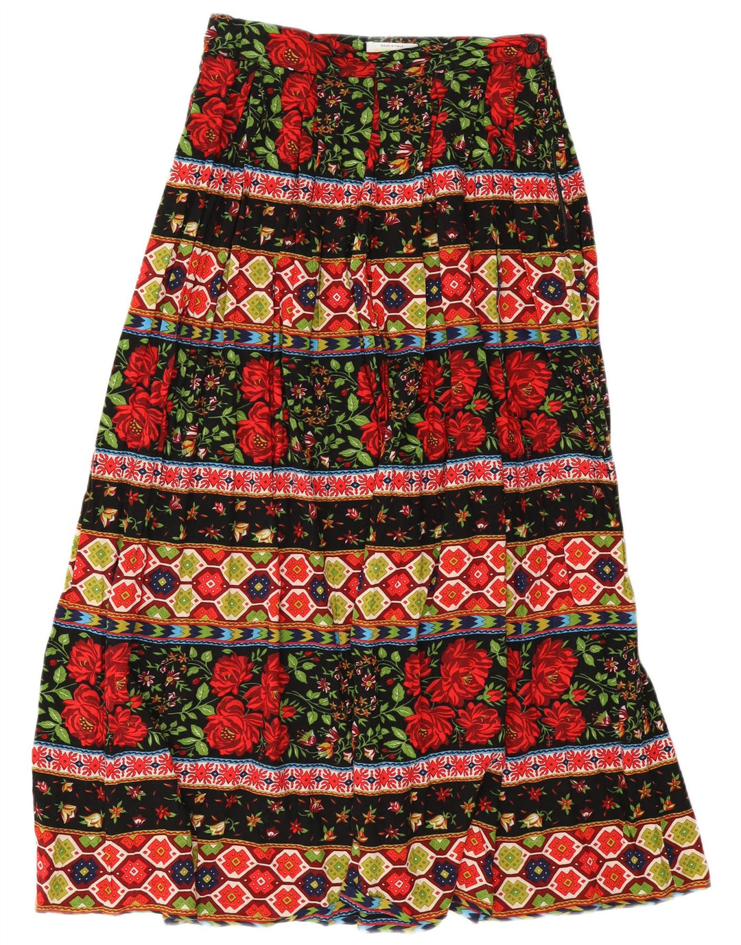 Benetton Womens Pleated Maxi Skirt IT 44 Medium W28 Multicoloured Floral