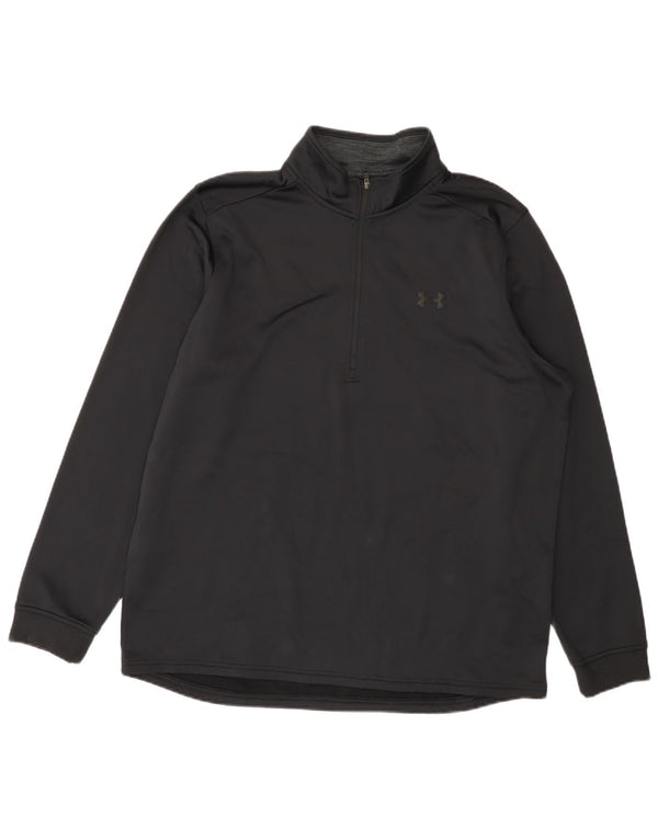 Under Armour Mens Zip Neck Regular Fit Top Long Sleeve XL Black Sports