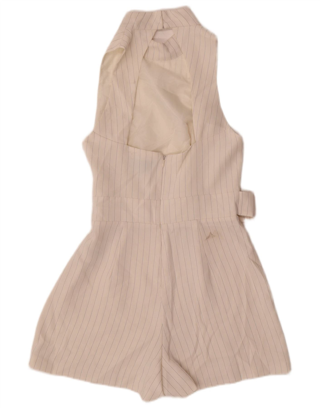 TOPSHOP Womens Sleeveless Playsuit UK 8 Small  White Pinstripe Polyester