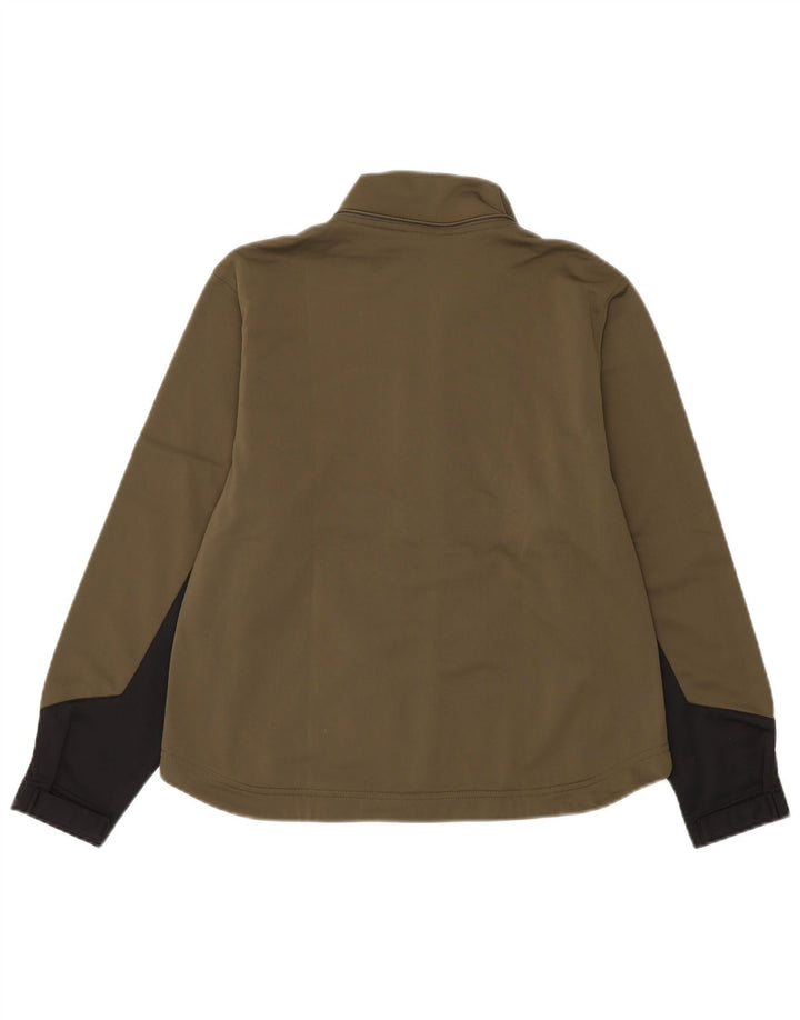 Champion Womens Tracksuit Top Jacket UK 14 Medium Khaki Colourblock