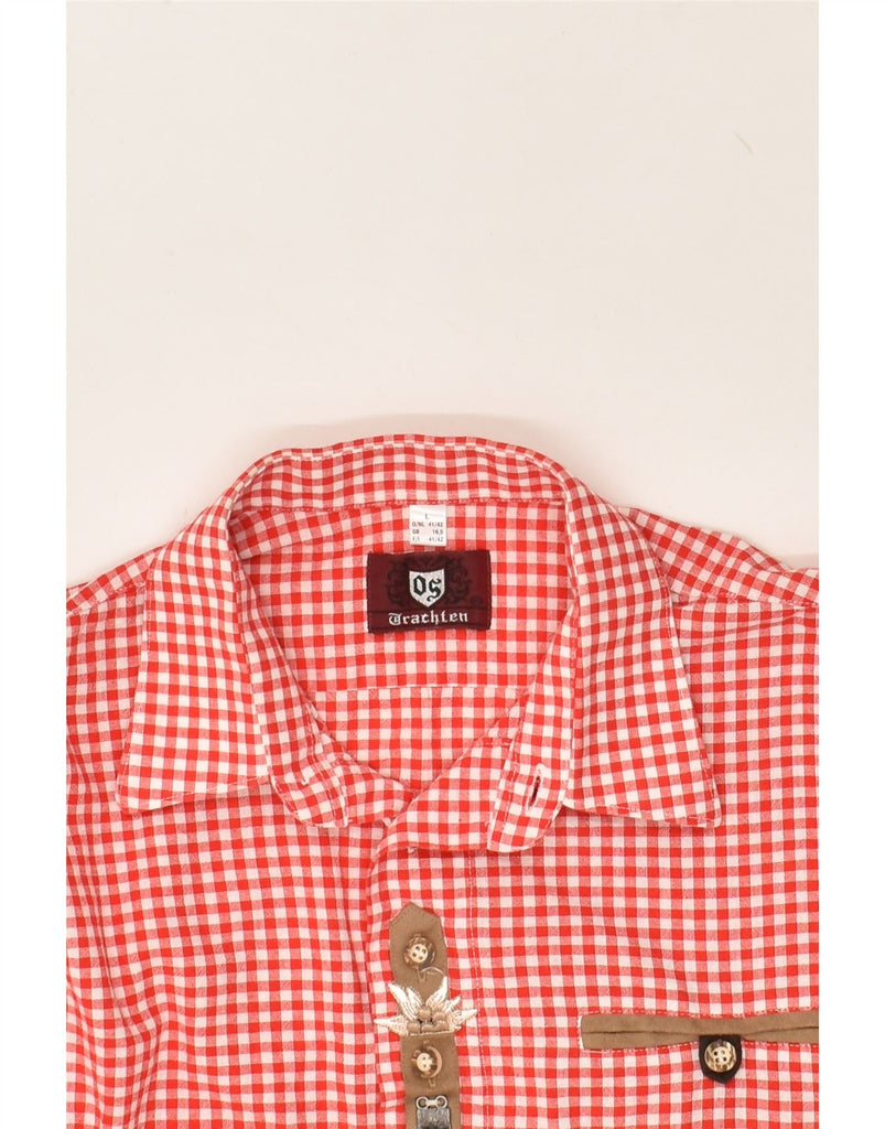 VINTAGE Mens Shirt Size 16 1/2 Large   Red Gingham Cotton | Vintage Vintage | Thrift | Second-Hand Vintage | Used Clothing | Messina Hembry 