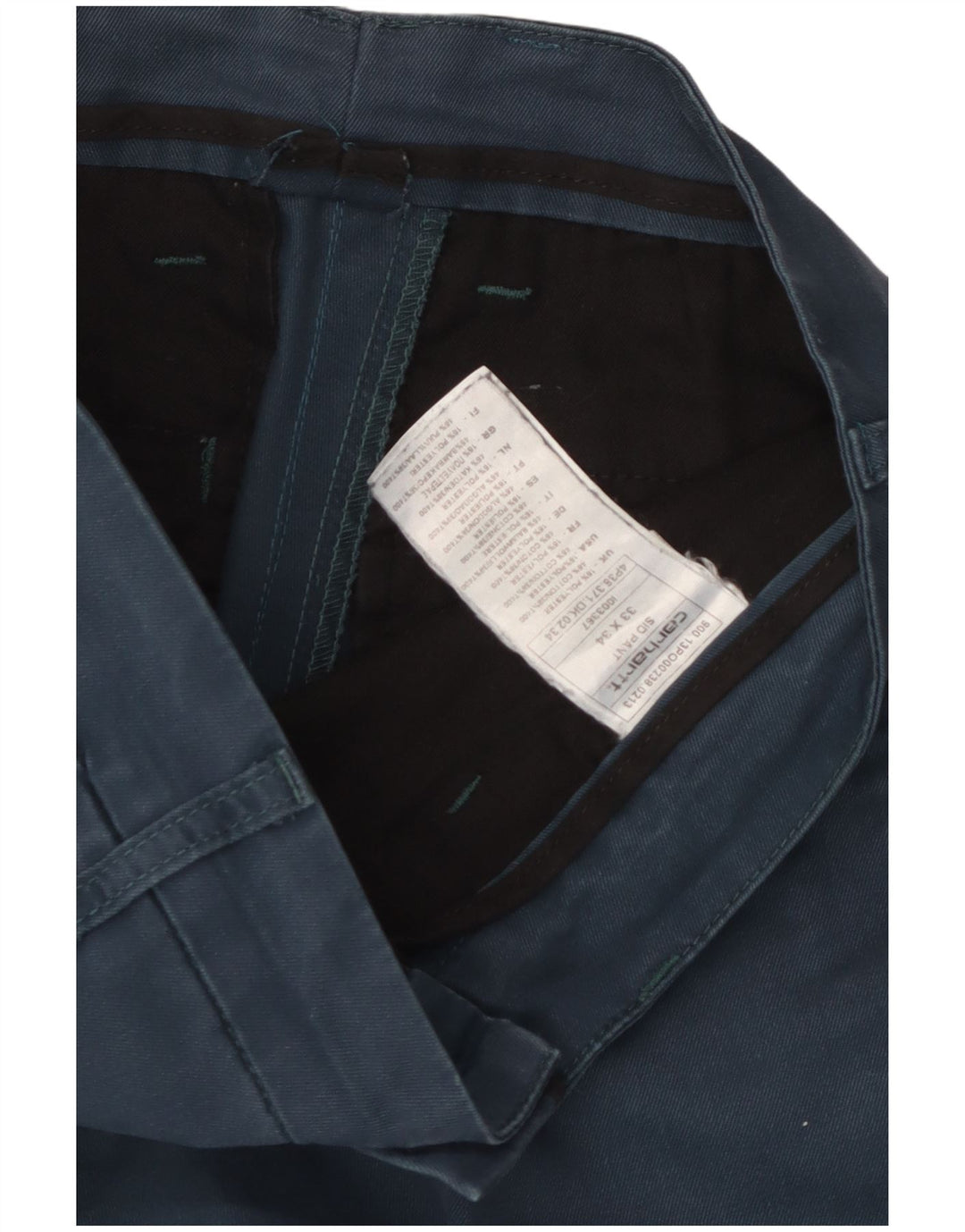 Carhartt Mens Slim Chino Trousers W33 L34 Navy Blue Polyester