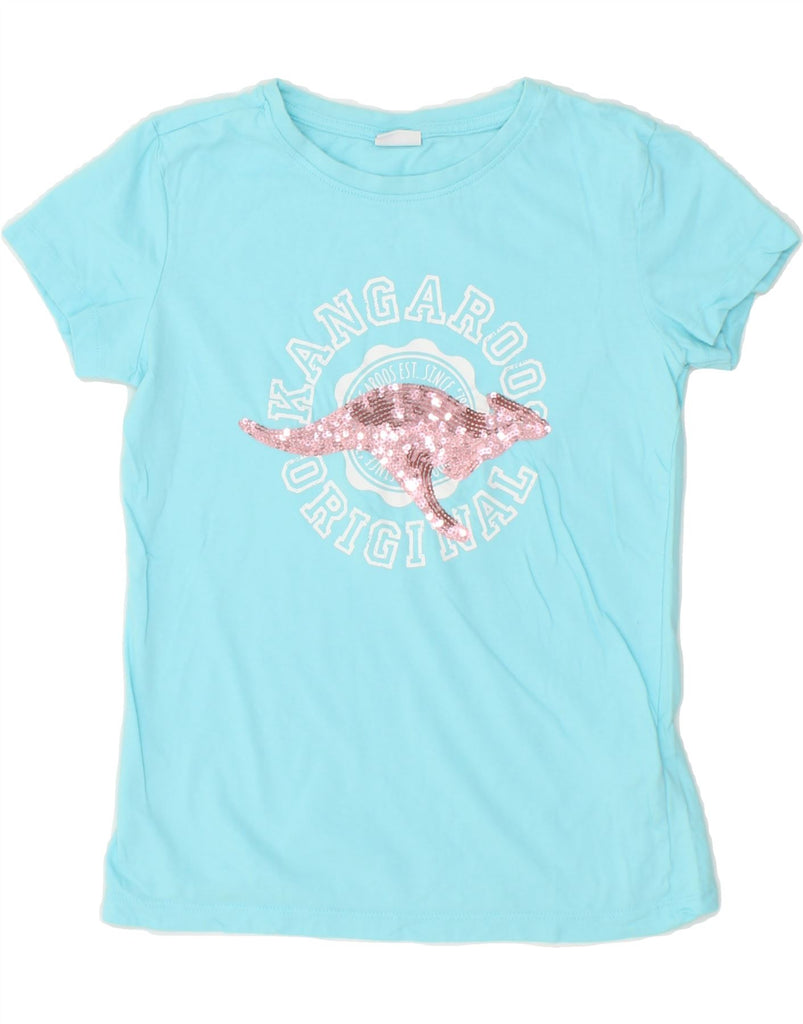 KANGAROOS Girls Graphic T-Shirt Top 12-13 Years Turquoise Cotton Vintage Kangaroos and Second-Hand Kangaroos from Messina Hembry 