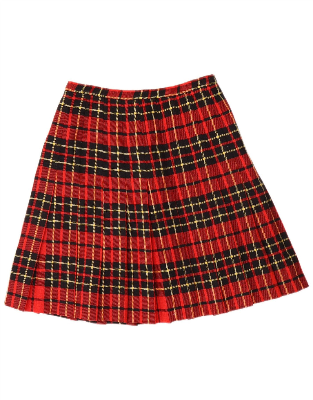 Vintage Womens Knife Pleated Skirt W26 Small Red Plaid