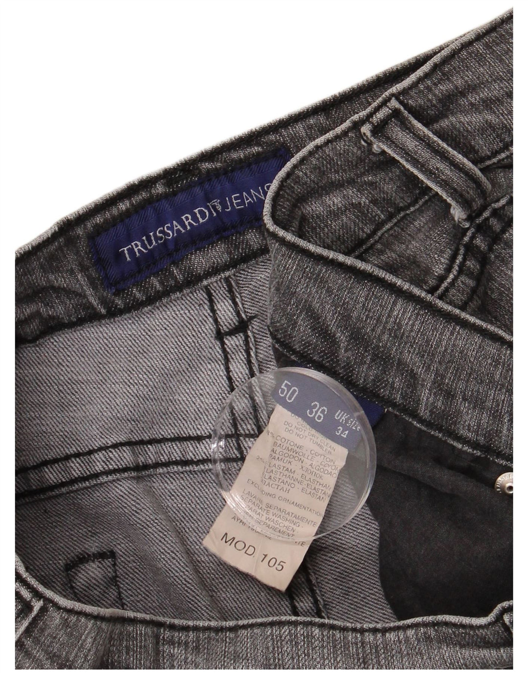 TRUSSARDI Womens Straight Jeans IT 50 Large W34 L29 Grey Cotton