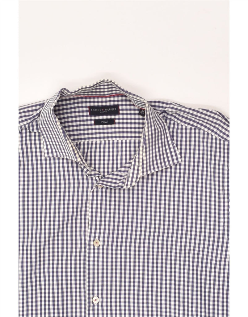 TOMMY HILFIGER Mens Fitted Shirt Size 16 1/2 42 Large Blue Gingham Cotton | Vintage Tommy Hilfiger | Thrift | Second-Hand Tommy Hilfiger | Used Clothing | Messina Hembry 