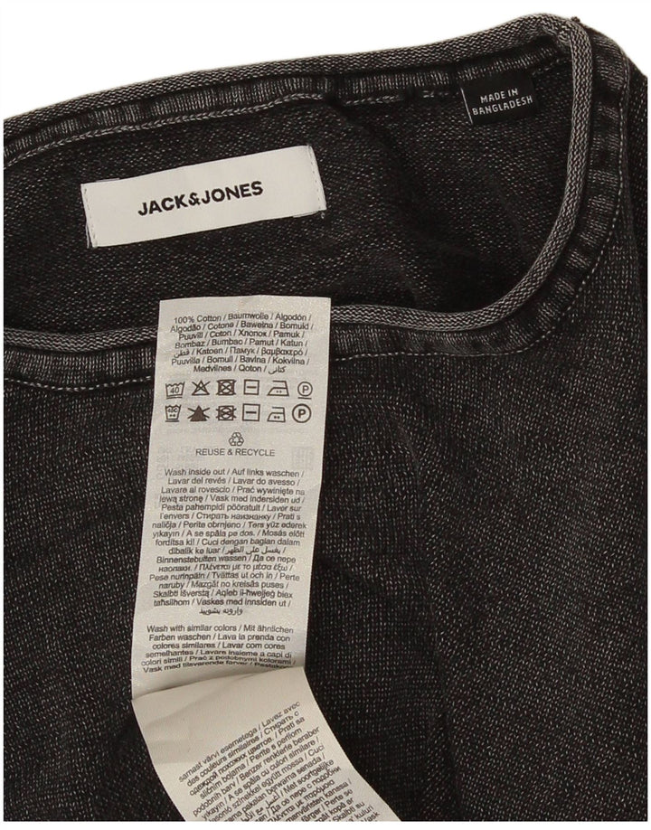 Jack & Jones Mens Top Long Sleeve Medium Grey Cotton